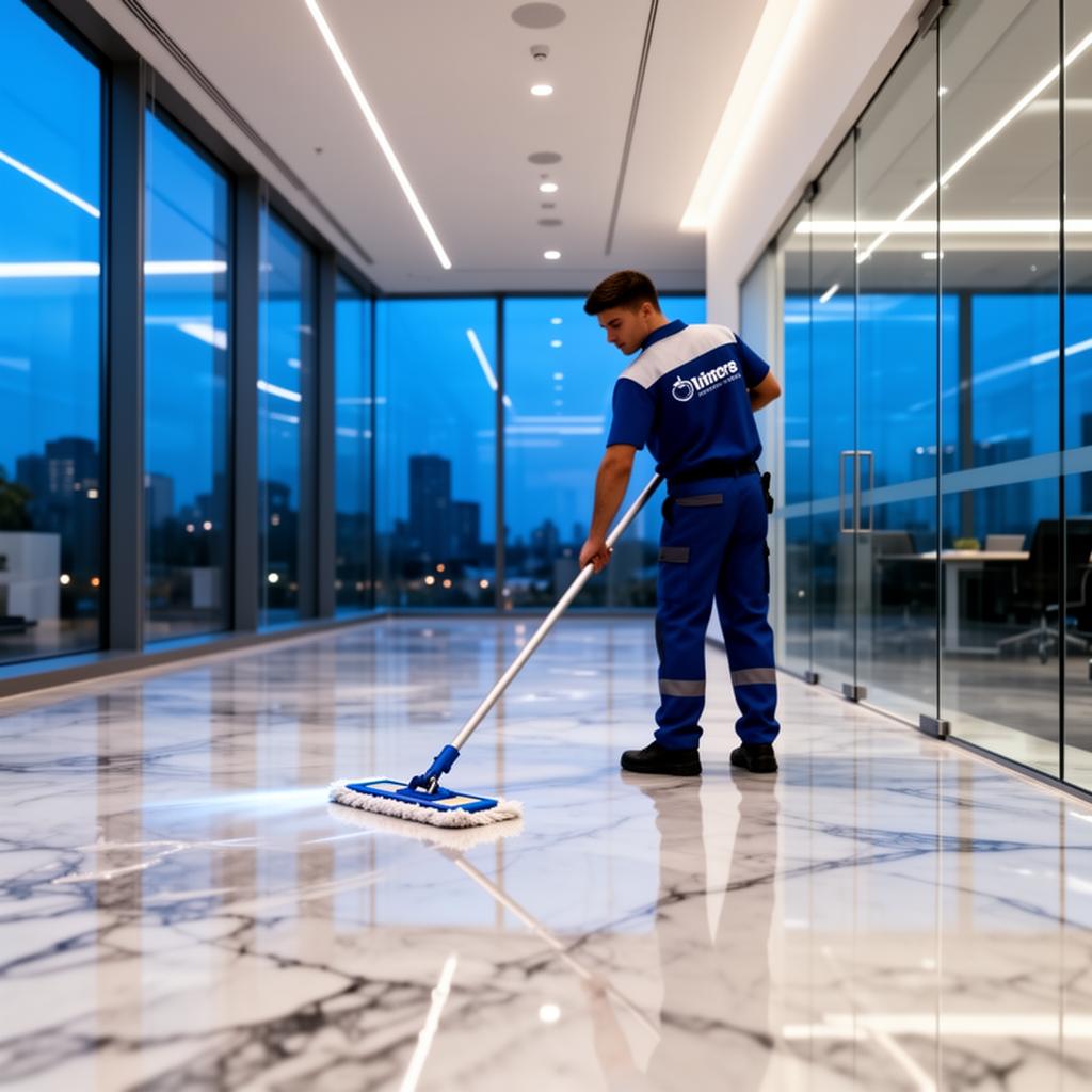 Commercial janitorial cleaning in a modern office in Washington DC